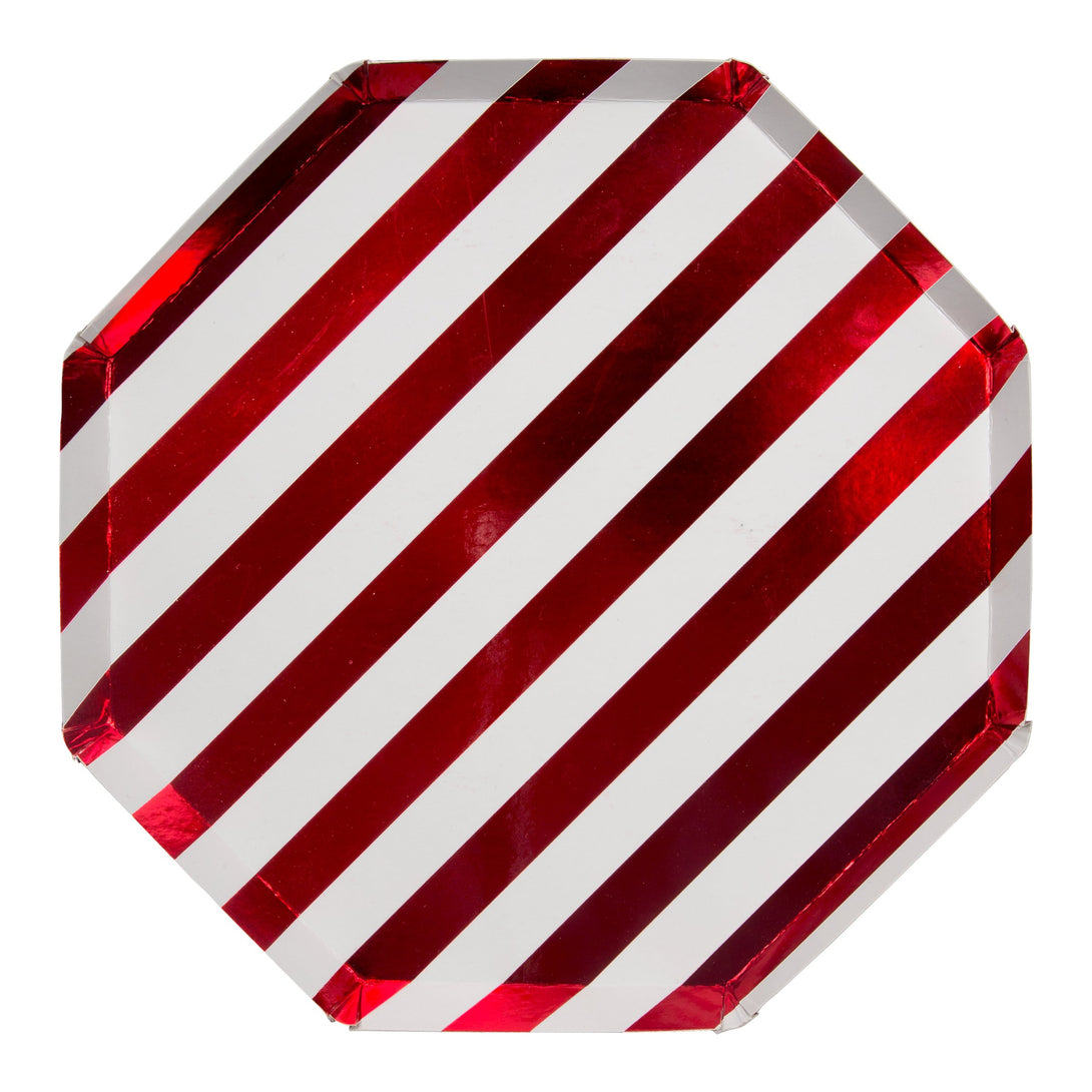 Shiny Red Stripe Dinner Plates