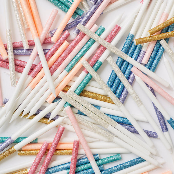 Multicolor Dipped Glitter Candles Image5