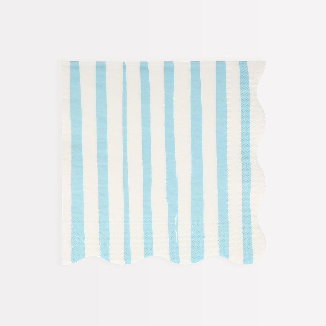 Our scalloped napkins, with bright stripes, are really stylish paper napkins.