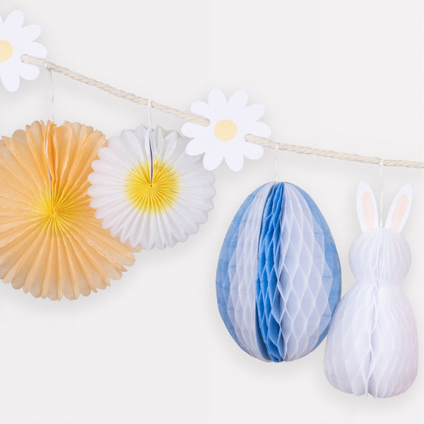 Our Easter garland features honeycomb decorations of bunnies, flowers and eggs. Image4