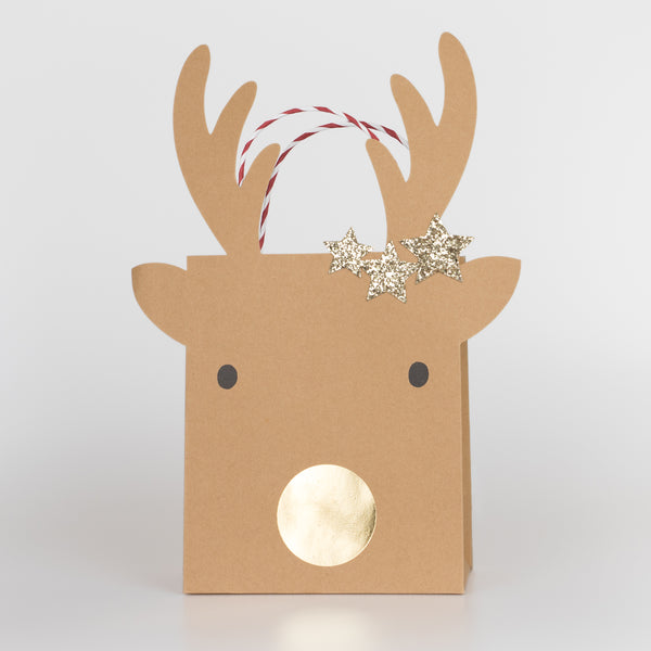 Our Christmas bags for gifts, with reindeer and stars, make luxury paper bags.