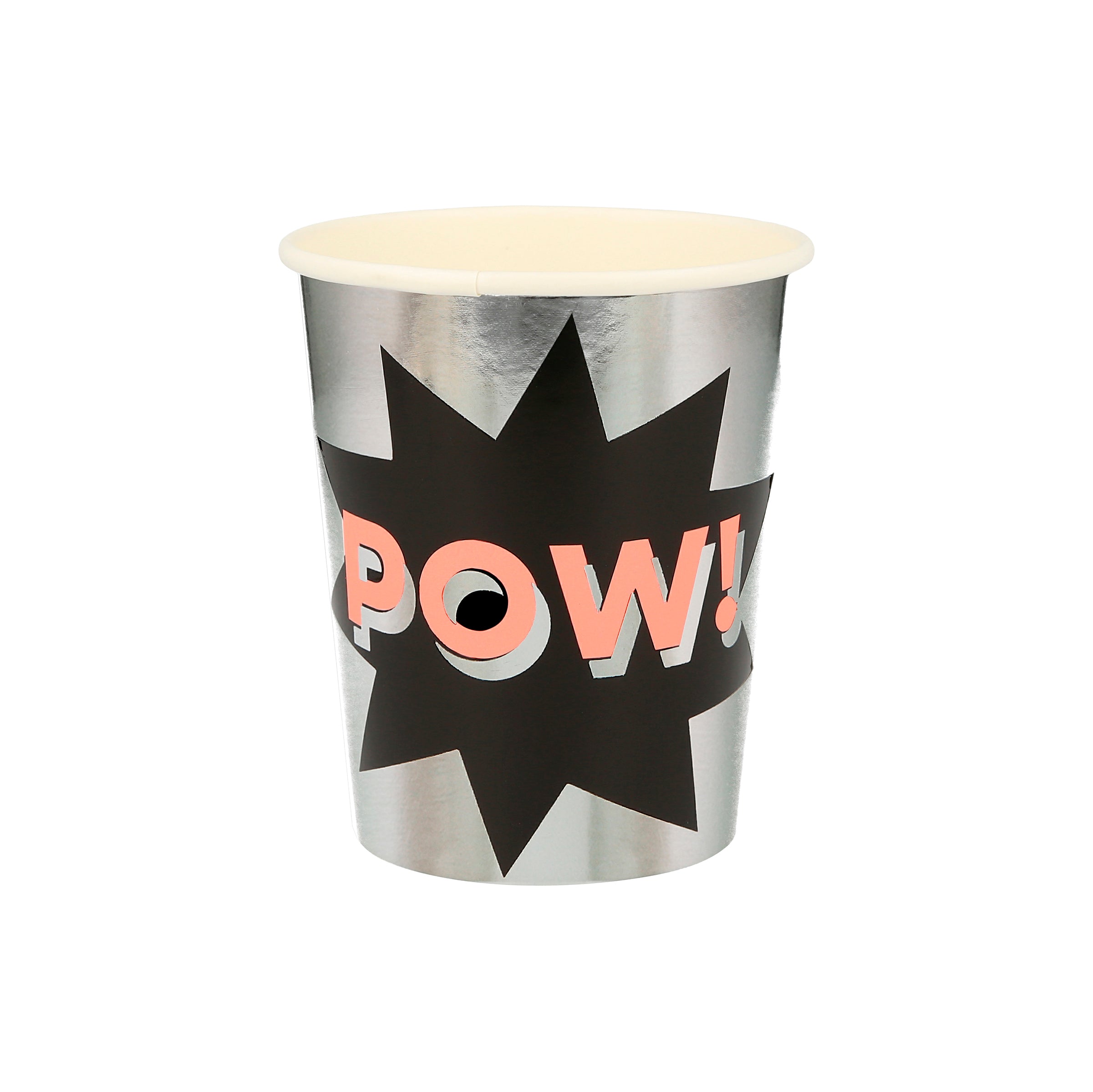 Our party cups, with comic book words, are ideal for a kids birthday party with a superhero theme.