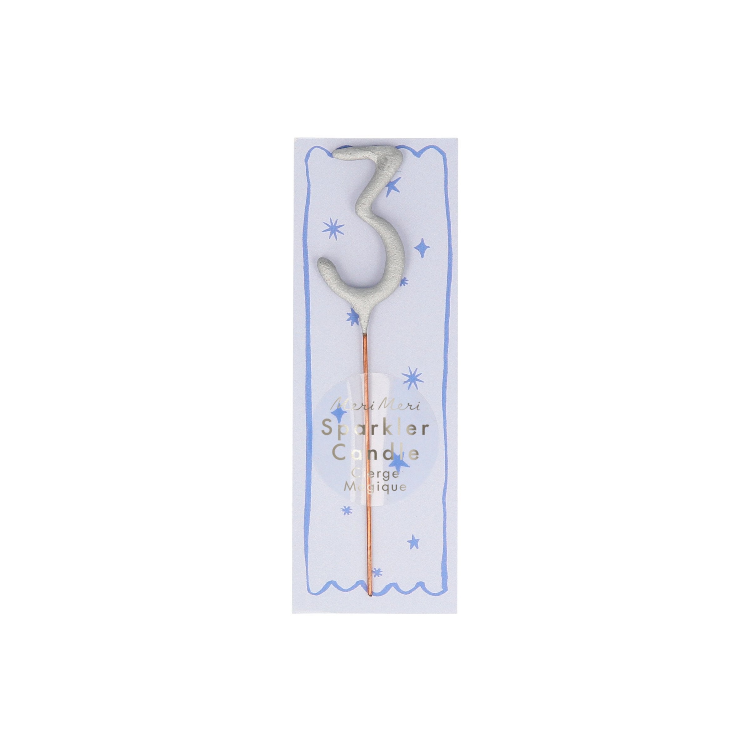Silver Sparkler Numbers 0 To 9 Mini Candle (Parent)