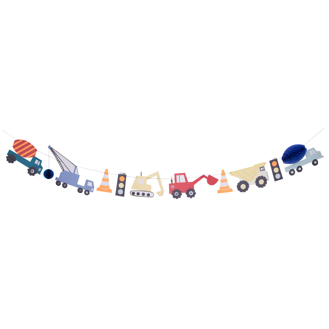 Our colorful paper garland is perfect for a construction party.