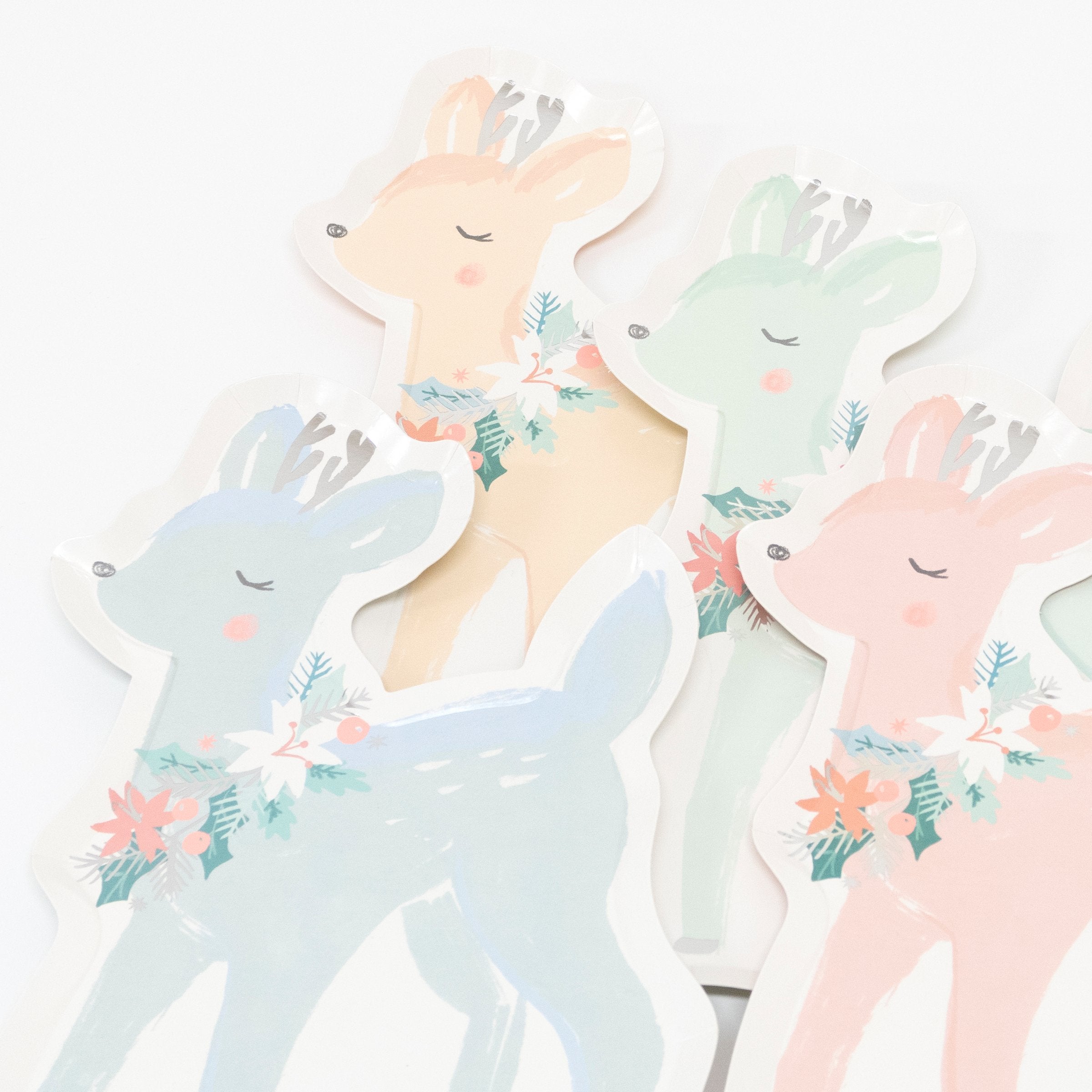 Our pastel reindeer plates are perfect as Christmas plates for kids' Christmas parties.