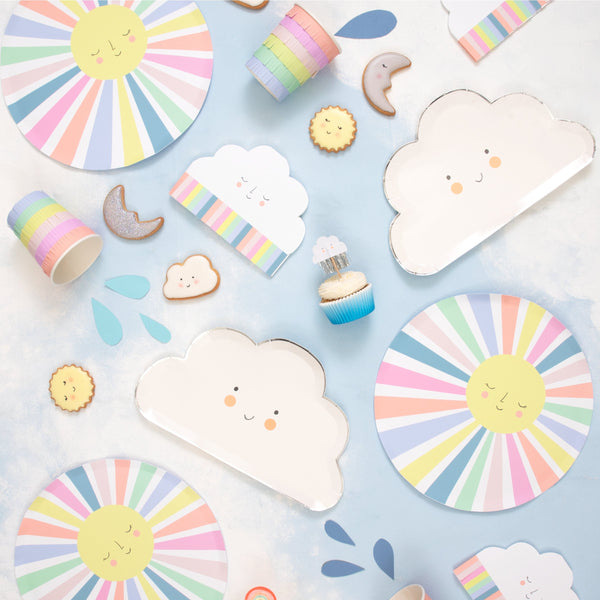 These party napkins feature a smiling cloud with bright tissue paper fringed details. Image3