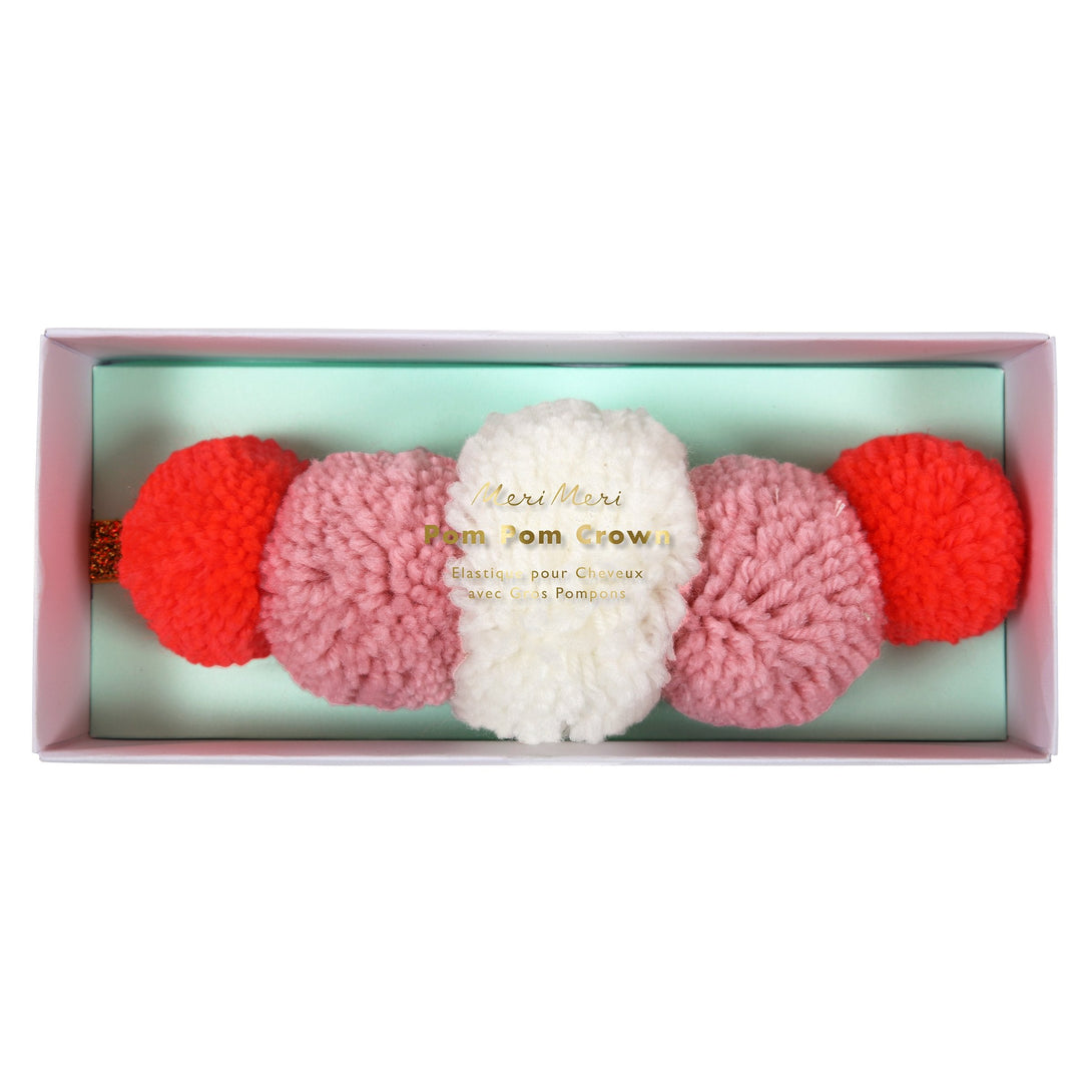 Pink Pompom Crown