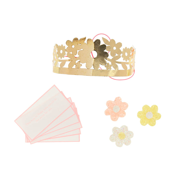 These pretty pink crackers are decorated with tissue paper flowers, and contain a tiara and sparkling glitter brooch. Image2
